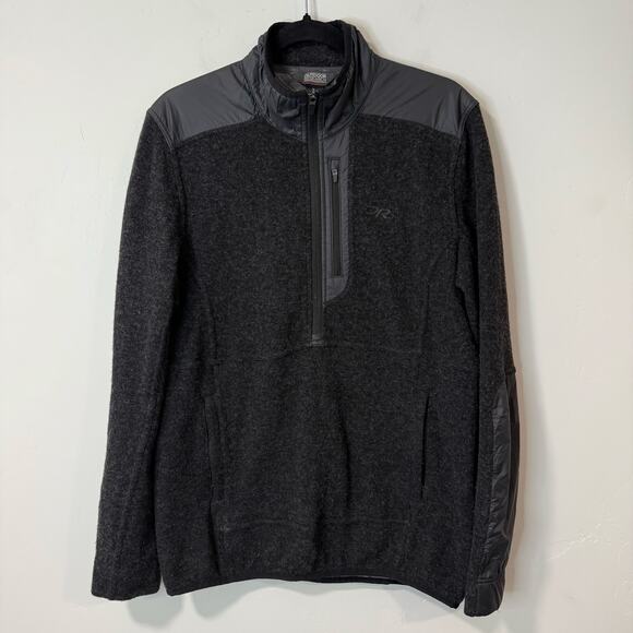 Outdoor Research Men's Cyprus Hybrid Half Zip Pullover Wool Gray Medium - Picture 1 of 9
